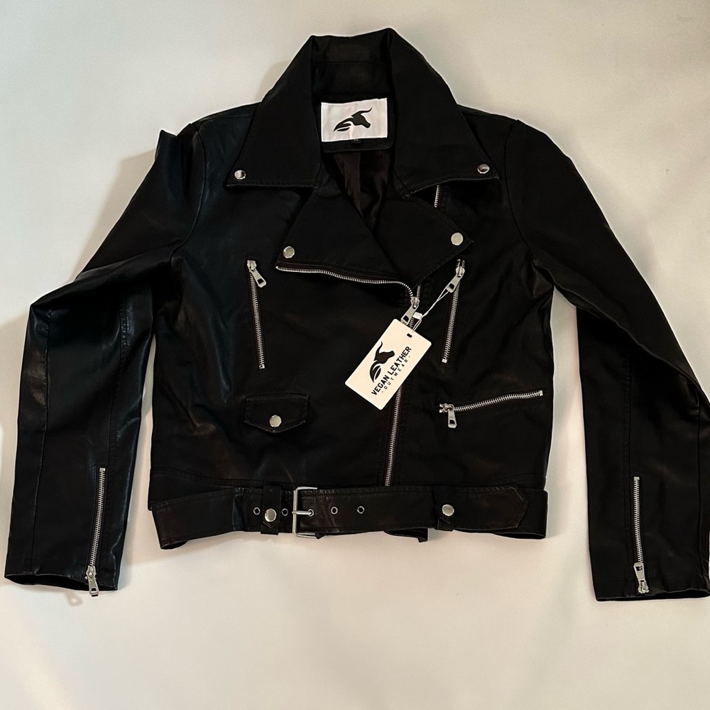 NWT-VEGAN LEATHER JACKET